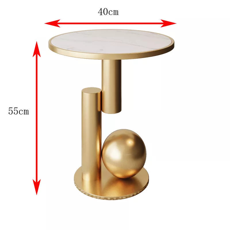 Simple iron bedside table in black, gold, green, or pink with 55cm height and 40cm desktop diameter