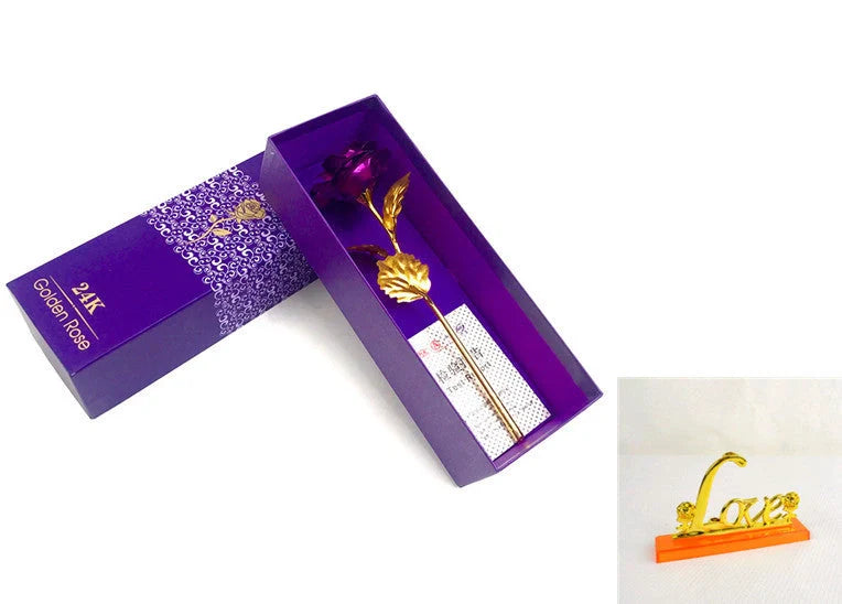 Handmade 24K gold rose flower set in elegant gift box