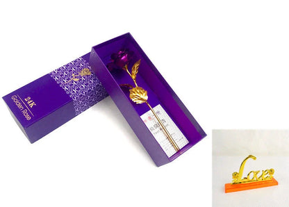 Handmade 24K gold rose flower set in elegant gift box