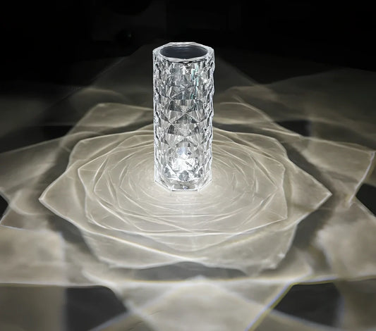 Rose Light crystal night light with USB charging cable and touch-sensitive dimming control