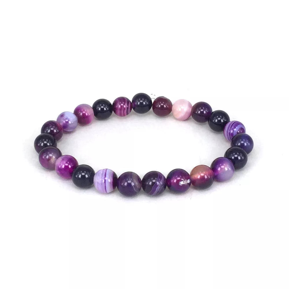 Violet agate bracelet with ethnic style for women, natural stone jewelry