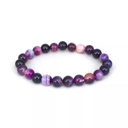 Violet agate bracelet with ethnic style for women, natural stone jewelry