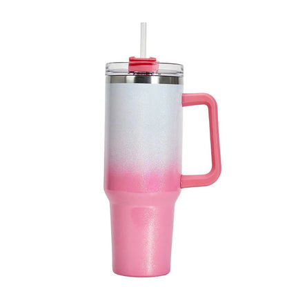 Stainless steel vacuum insulation cup with gradient colour, 27.5cm tall with 10cm wide mouth opening