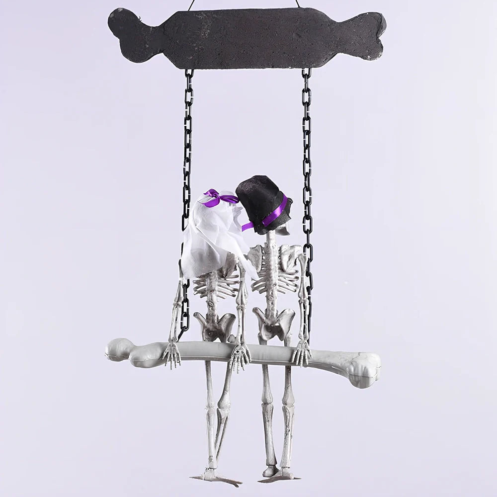 Halloween bride and groom foam door hanging pendant with cloth decoration measuring 30cm