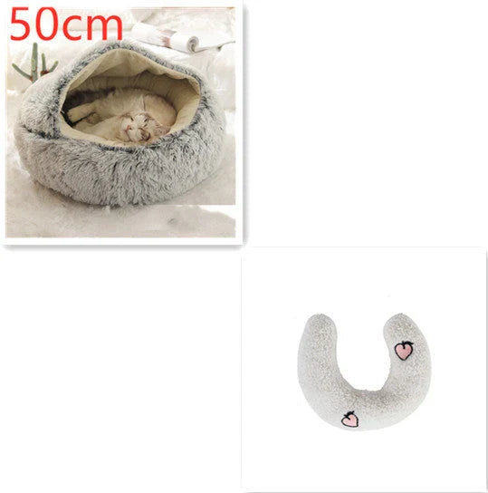 Cozy pet bed with plush and warm fabric for cats and dogs