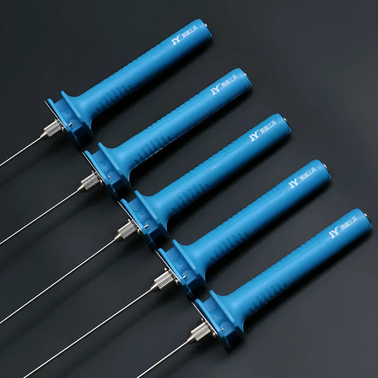 Blue plastic-handled electric heating cutter pen for cutting foam and pearl cotton.