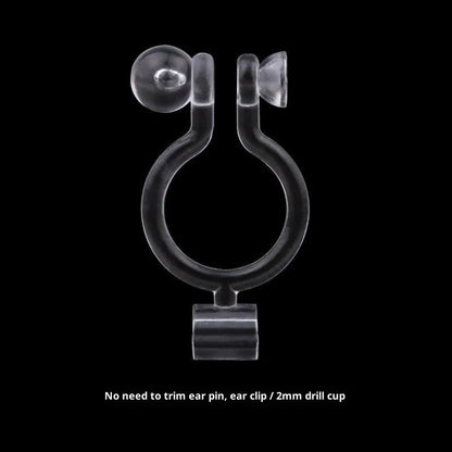 Transparent U-shaped plastic resin ear clip converter for stud earrings, unisex, single piece