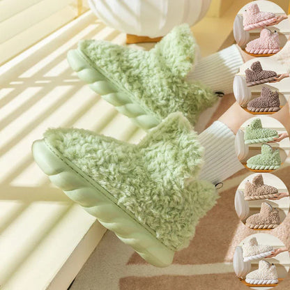 Cozy indoor and outdoor winter slippers with comfortable heels, available in a variety of colors including white, pink, khaki, green, and curry.