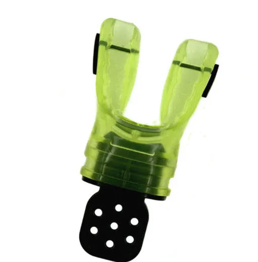 Plastic-free 110mm silicone diving mouthpiece in various solid and transparent colours.