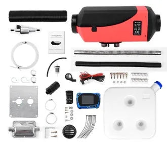 12V 24V diesel air heater kit with fuel tank and components for truck or motorhome installation