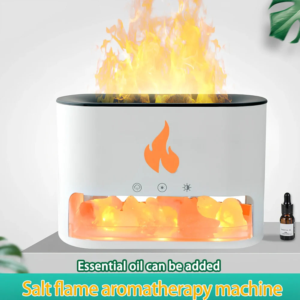 Crystal black Himalayan salt lamp with ultrasonic diffuser measuring 191mm height