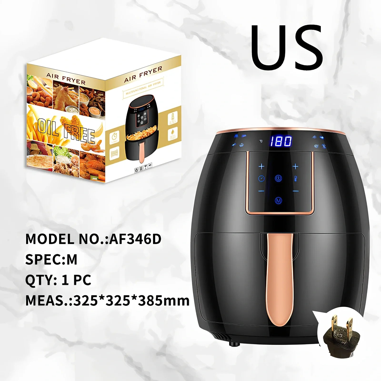5.5L touch screen air fryer with metal body and LCD display for healthier frying