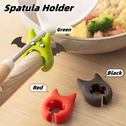 Multifunctional silicone spatula holder with anti-overflow design for kitchen utensils