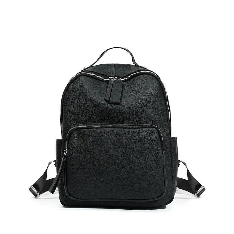 Women's leather backpack in urban simplicity style with organised internal compartments