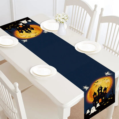 Halloween table runner, single-sided linen and polyester table bunting, 30x182cm, seven styles