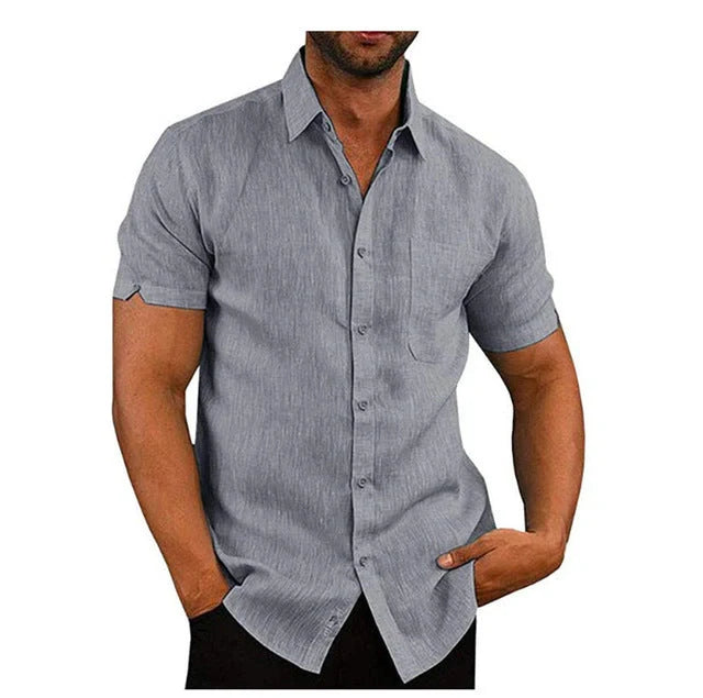 Men's short sleeve summer shirt in various colors with drop shoulder sleeve design