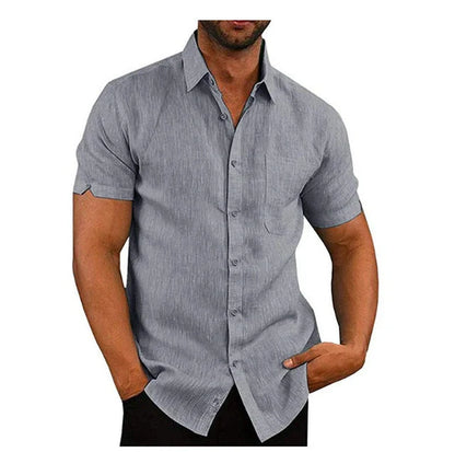 Men's short sleeve summer shirt in various colors with drop shoulder sleeve design