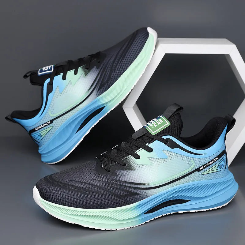 Men's casual summer shoes in black with mesh upper and rubber sole, low-top design