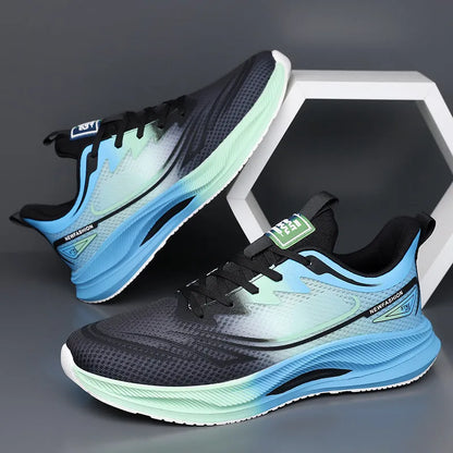 Men's casual summer shoes in black with mesh upper and rubber sole, low-top design