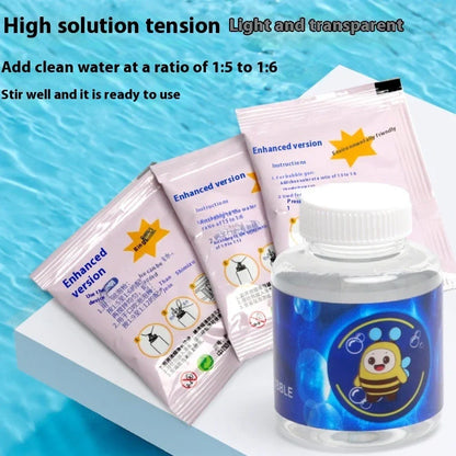 Children's plastic bubble machine with 10ml high-concentration bubble mixture bottle for sensory development play