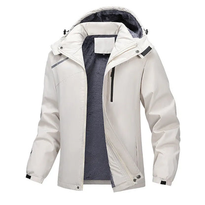 Men's plus size hooded coat in polyester offering windproof and waterproof protection