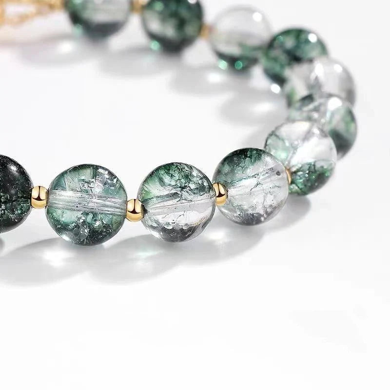 Green Ghost crystal beaded bracelet with Sakura design for women