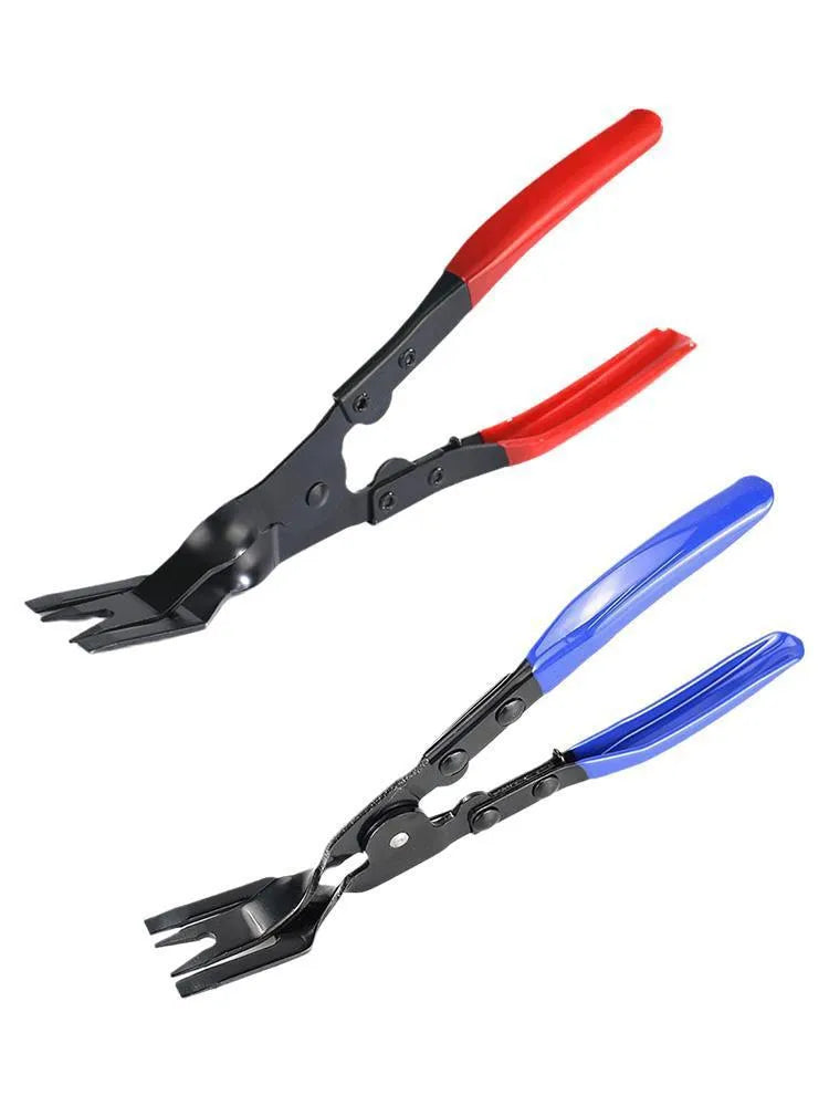 Blue steel car clamp removal pliers with 235mm length for door panel and interior bracket disassembly
