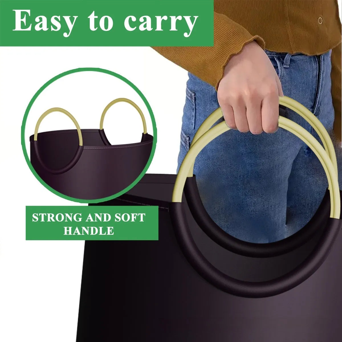 Round 38x72cm portable trash can with PP plastic construction and included garbage bag for office outdoor use