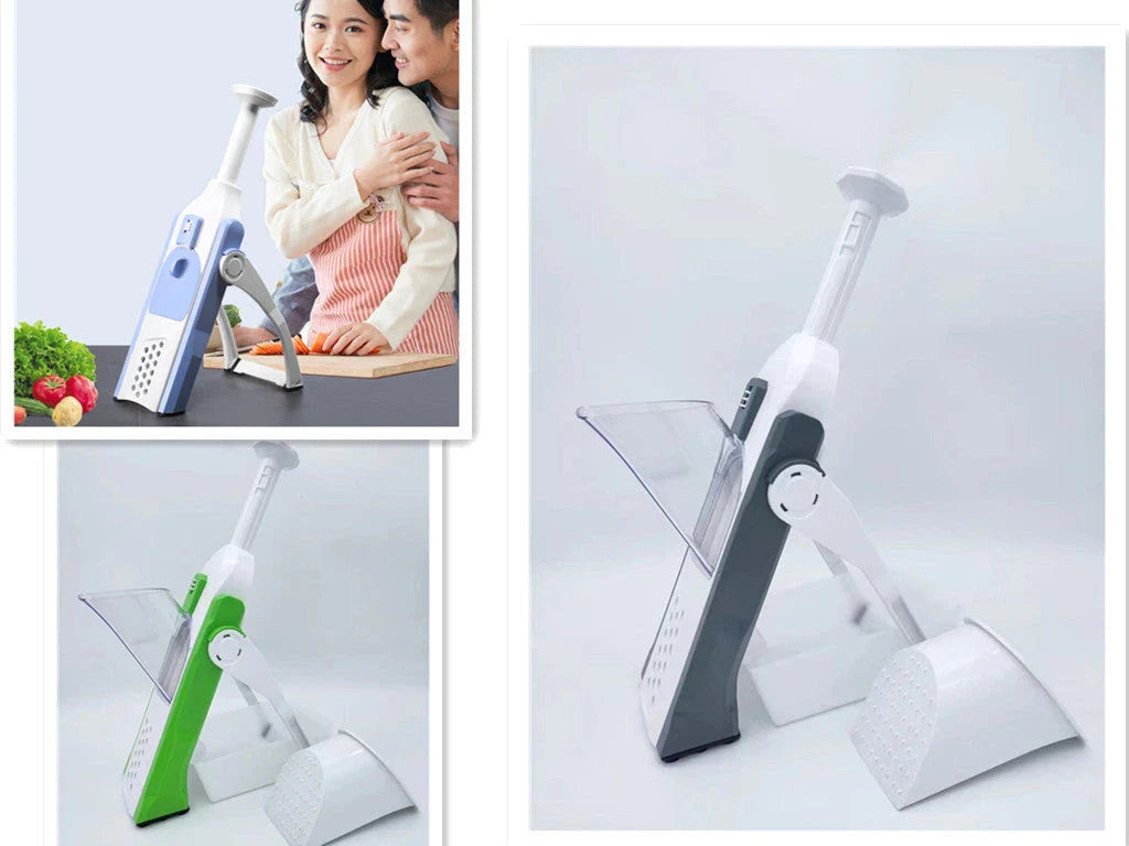 Multifunctional Vegetable Slicer and Chopper with Stainless Steel Blades and ABS Plastic Construction