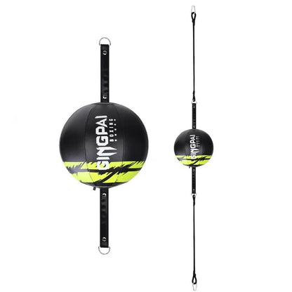 Black hanging speed ball for boxing reaction training with adjustable height mechanism