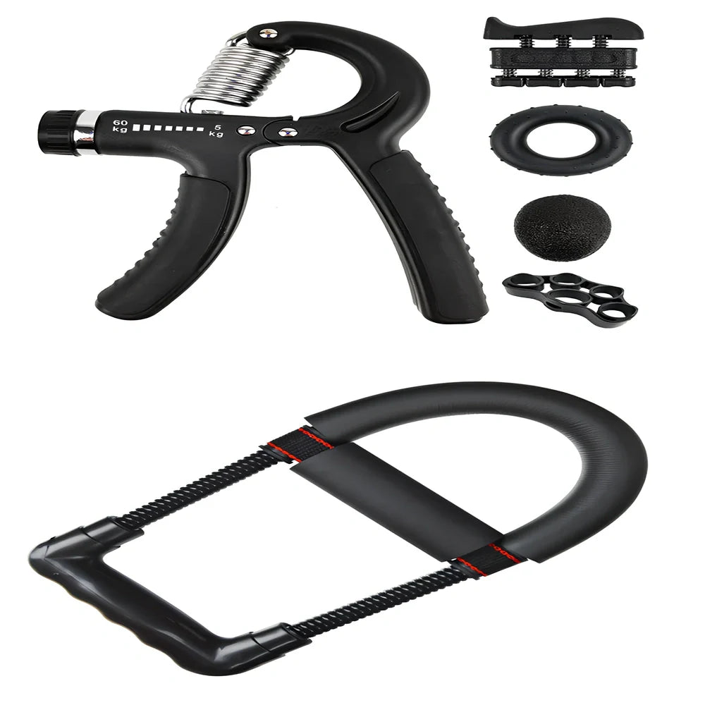 Wrist strength device with 45LB spring steel resistance and black finish for grip training