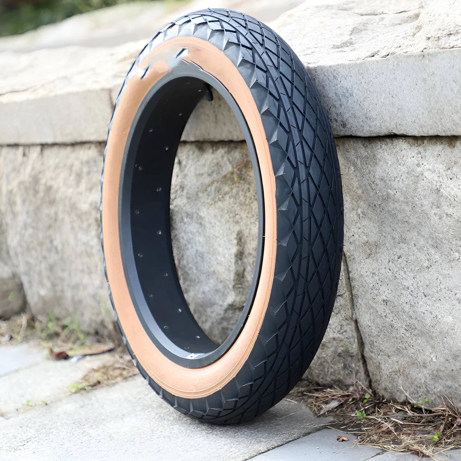 Brown rubber tyre for snowmobile and electric beach car, size 20x4.0 inches.