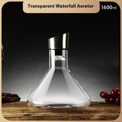 Elegant Iceberg Waterfall Wine Decanter made of lead-free crystal glass for enhancing wine flavors and aromas