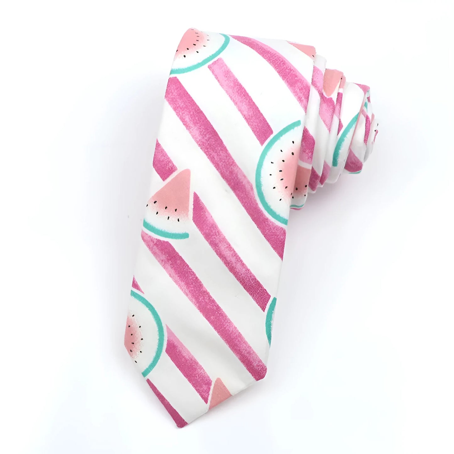 A narrow Korean-style cotton bow tie featuring a cartoon print, shown in a selection of colours.