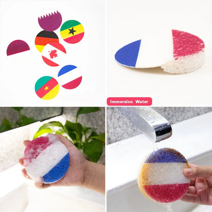 World Cup Qatar football themed biodegradable dishwashing sponges with national flag designs