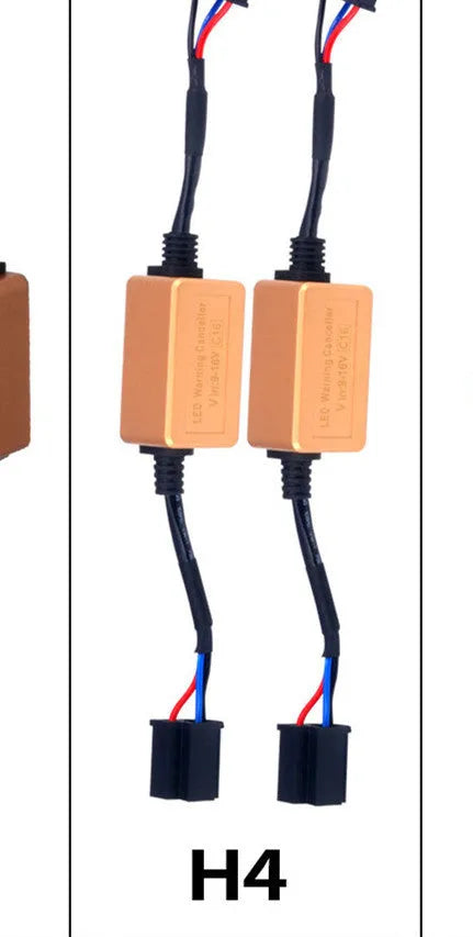 Black alloy Canbus decoder for LED car headlights with plug connectors