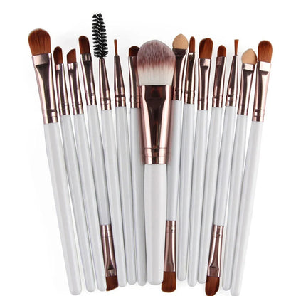 MAANGE 18-piece makeup brush set with fan-shaped tools and various brush heads