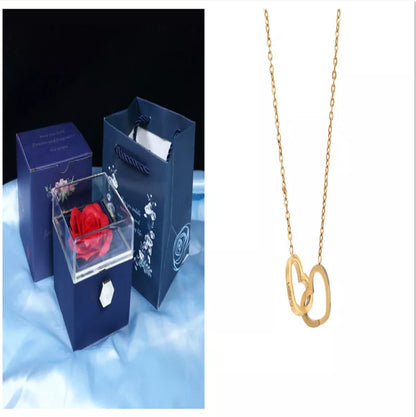 Rotating soap flower rose gift box with jewelry drawer in red, blue, lake blue, or pink