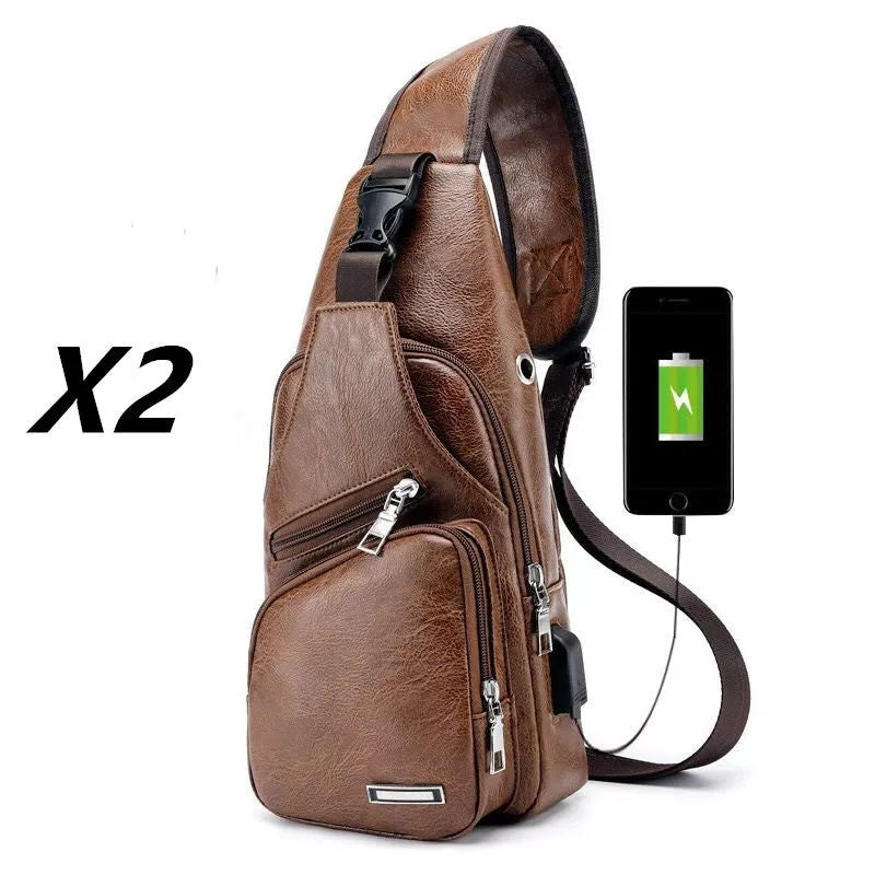 Waterproof one-shoulder messenger bag in light brown and black, featuring dual compartments