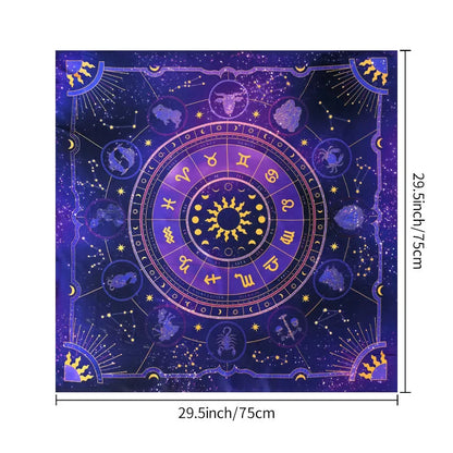 Nordic style tarot tablecloth with mandala, moon phase, floral, and butterfly designs