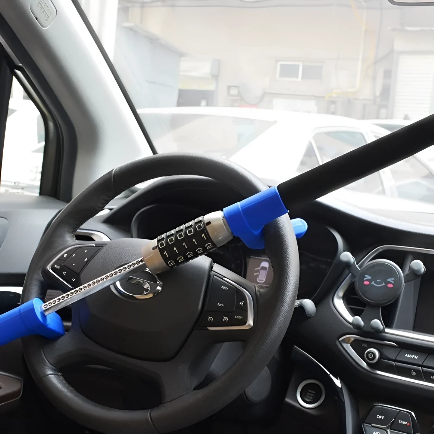Alloy steel car steering wheel anti-theft U-lock with password mechanism in black, blue or red