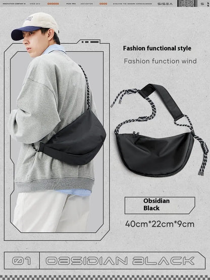 Men's lightweight nylon messenger bag with large capacity in urban simplicity style