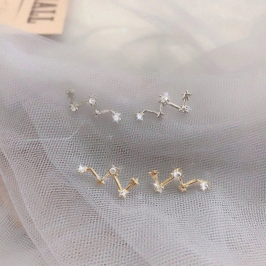 Luxury frosty geometric stud earrings for women in gold and silver finishes