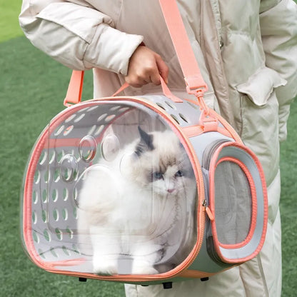 Transparent EVA hard-shell cat backpack carrier in large 42cm size for pets up to 9kg