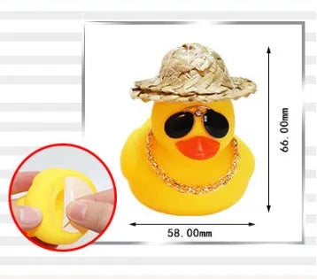Straw hat yellow duck car decoration with matte finish plastic alloy construction