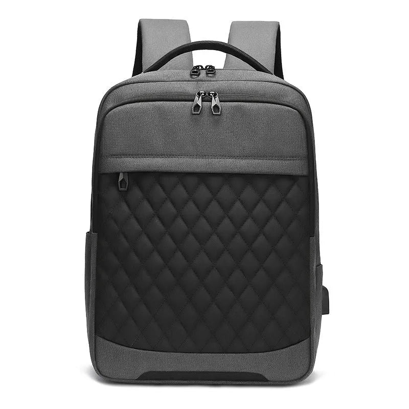Men's Oxford cloth travel backpack with curved shoulder straps in black colour option