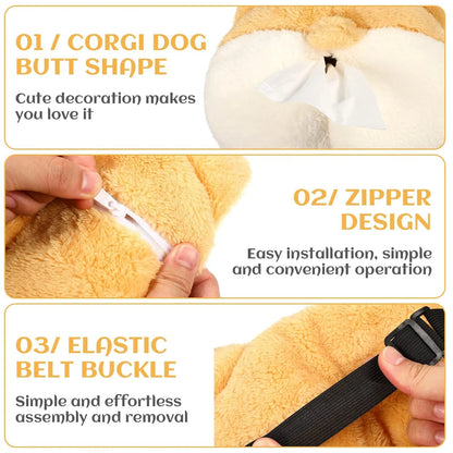 Yellow Corgi butt-shaped soft polyester tissue box cover for car sun visor