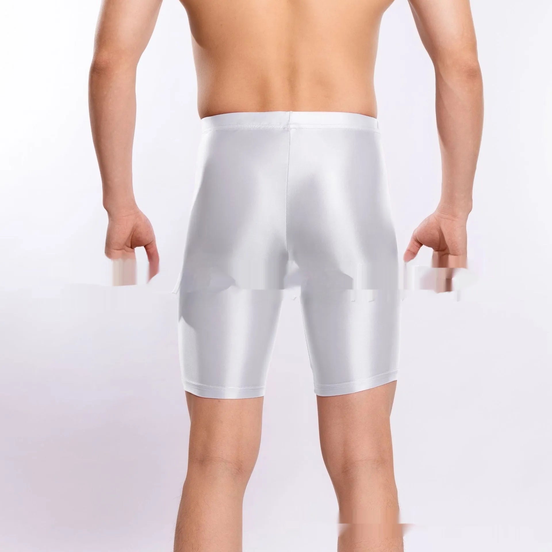 Men's plus size shiny silky nylon sports shorts displayed in multiple colours.