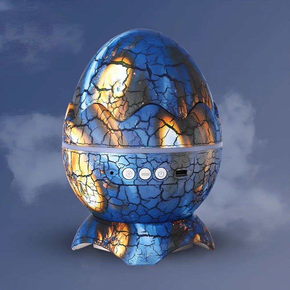LED dinosaur egg projection lamp showing galaxy patterns with 12×14mm dimensions and multiple colour options