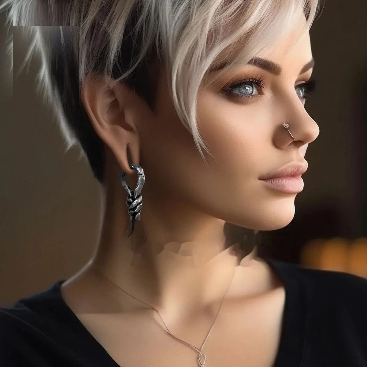 Copper bending design piercing earrings with 4mm diameter for auricle placement